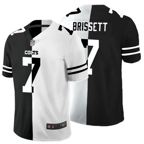 Men's Indianapolis Colts #7 Jacoby Brissett Black White Split 2020 Stitched Jersey